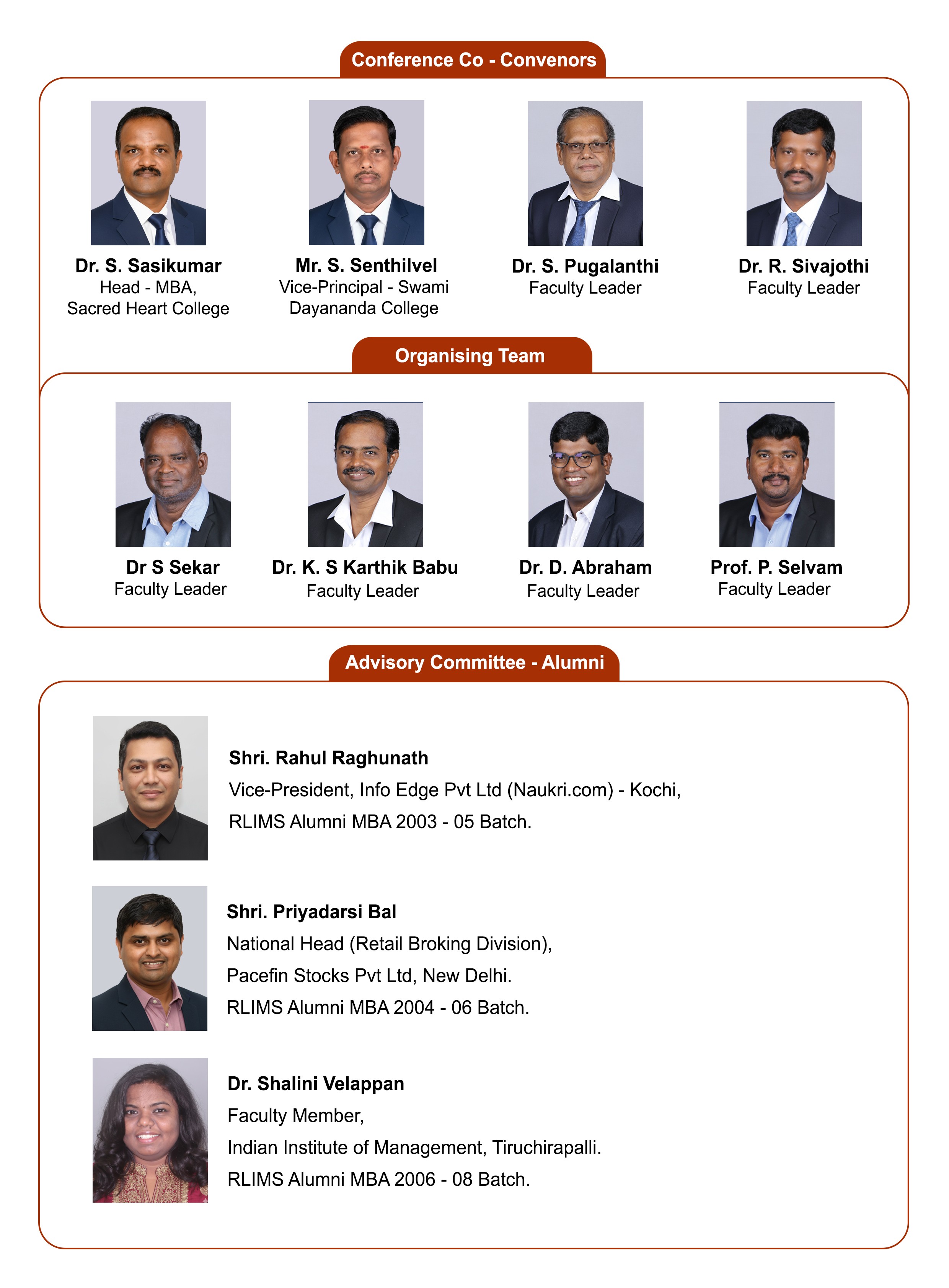 Conference Committee Member Conference Committee - MBA - RL Institute of Management Studies Madurai